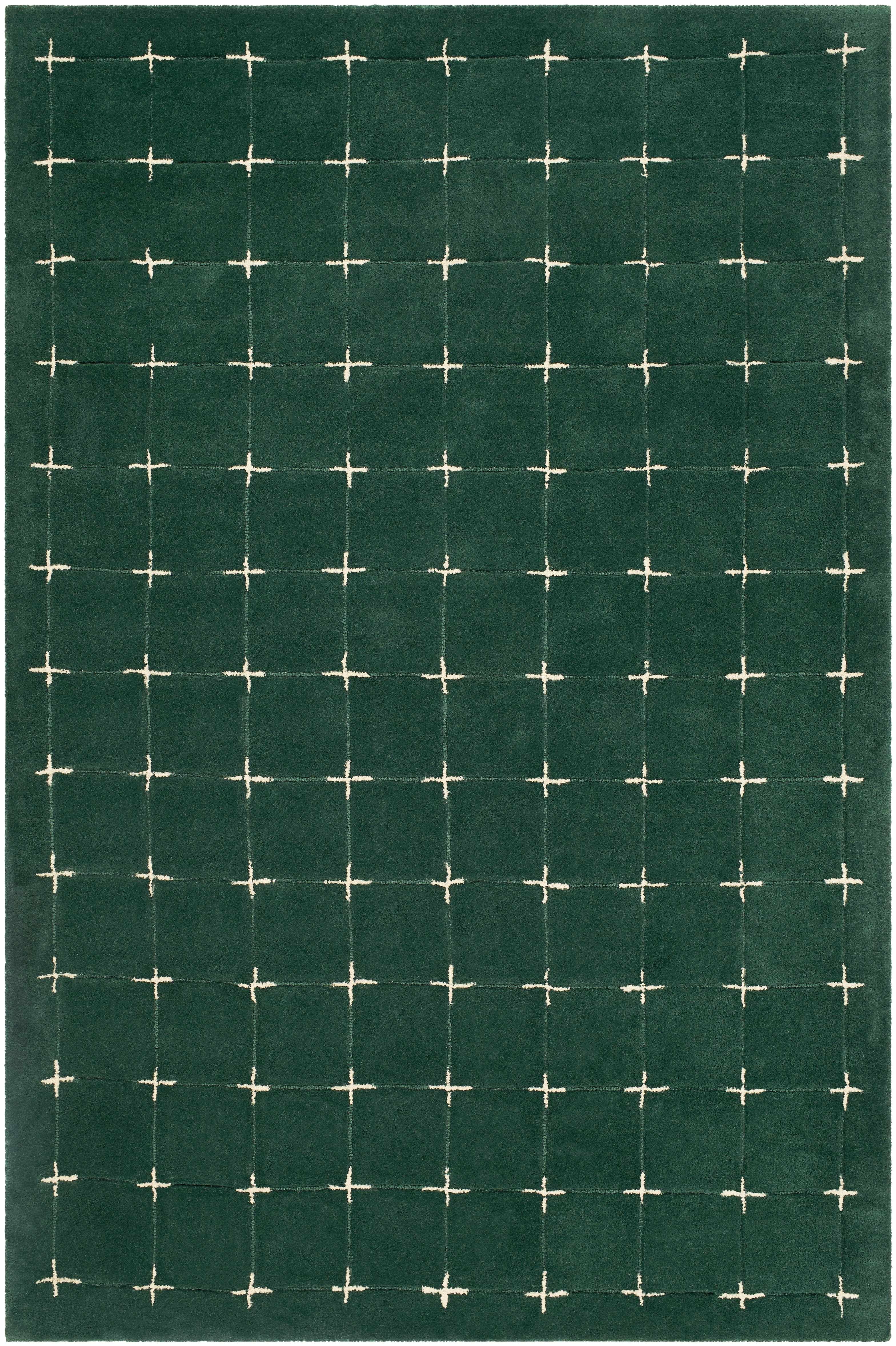 Sanvi Green Tufted Hand Tufted Wool Area Rug