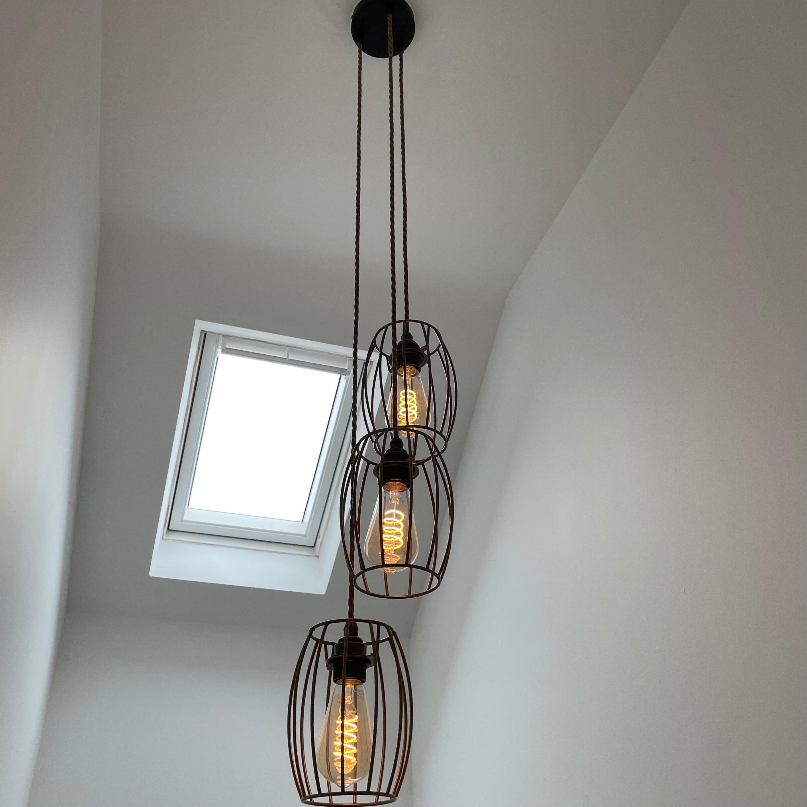 Triple Cluster Pendant Light Barrel Cages