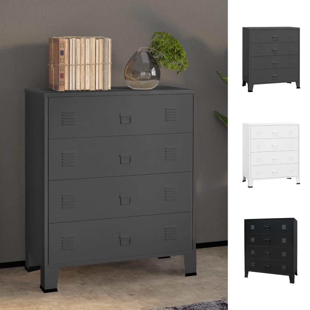 vidaXL Chest of Drawers Dresser for Bedroom Sideboard Storage Cabinet Metal