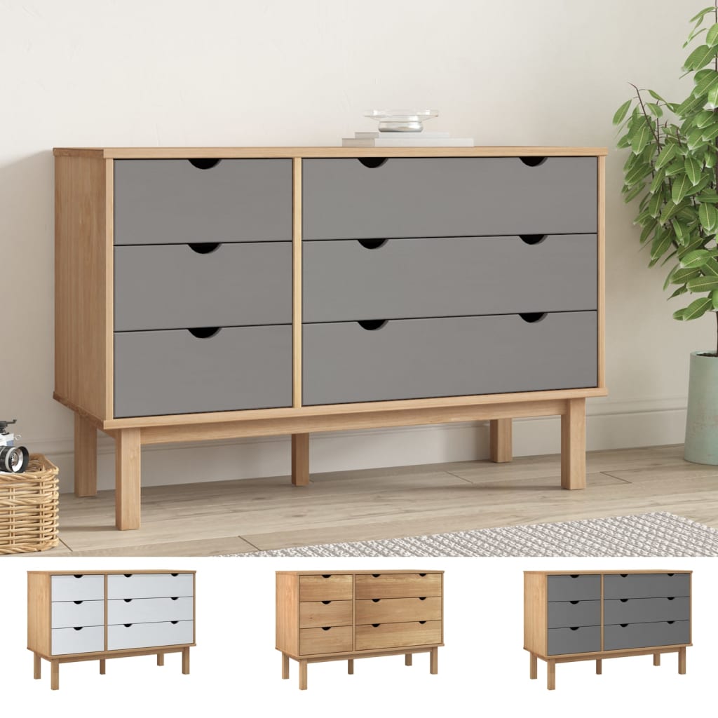 vidaXL Drawer Cabinet  Dresser Drawer Chest Storage Cabinet Solid Wood Pine