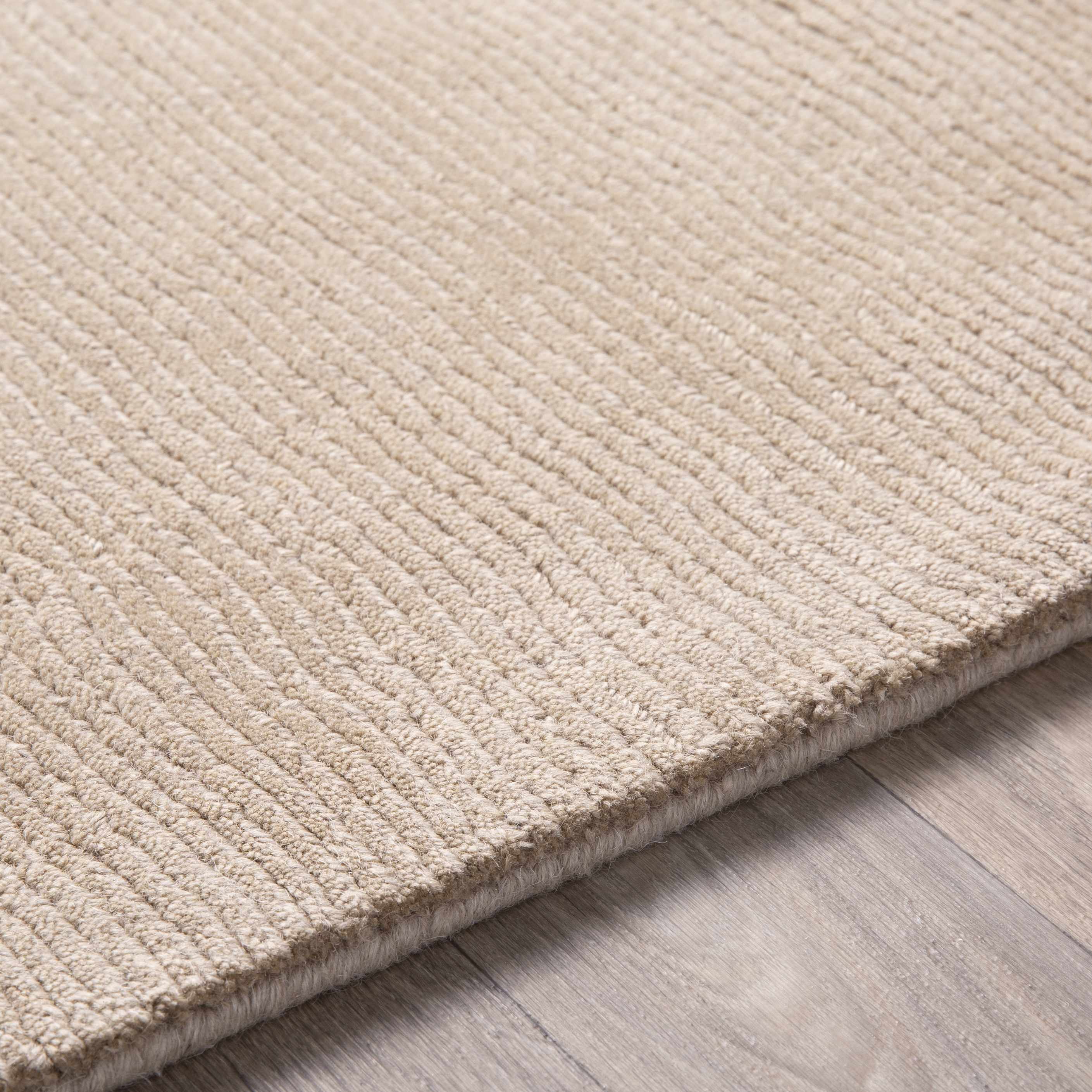 Brockton Solid Tan Hand Loomed Wool Area Rug