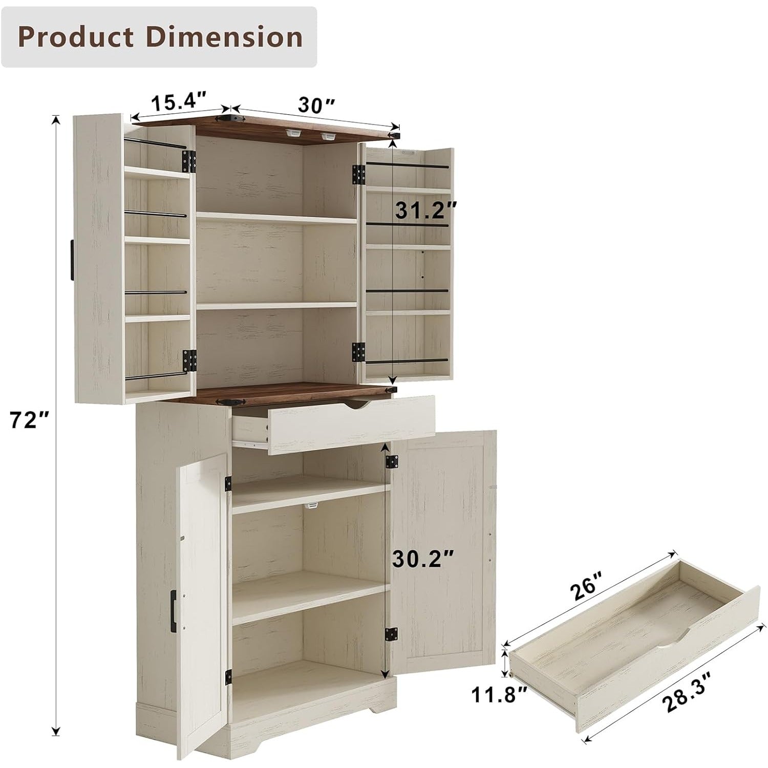Vektaya US-SC001  72'' Tall Kitchen Storage Pantry Cabinet